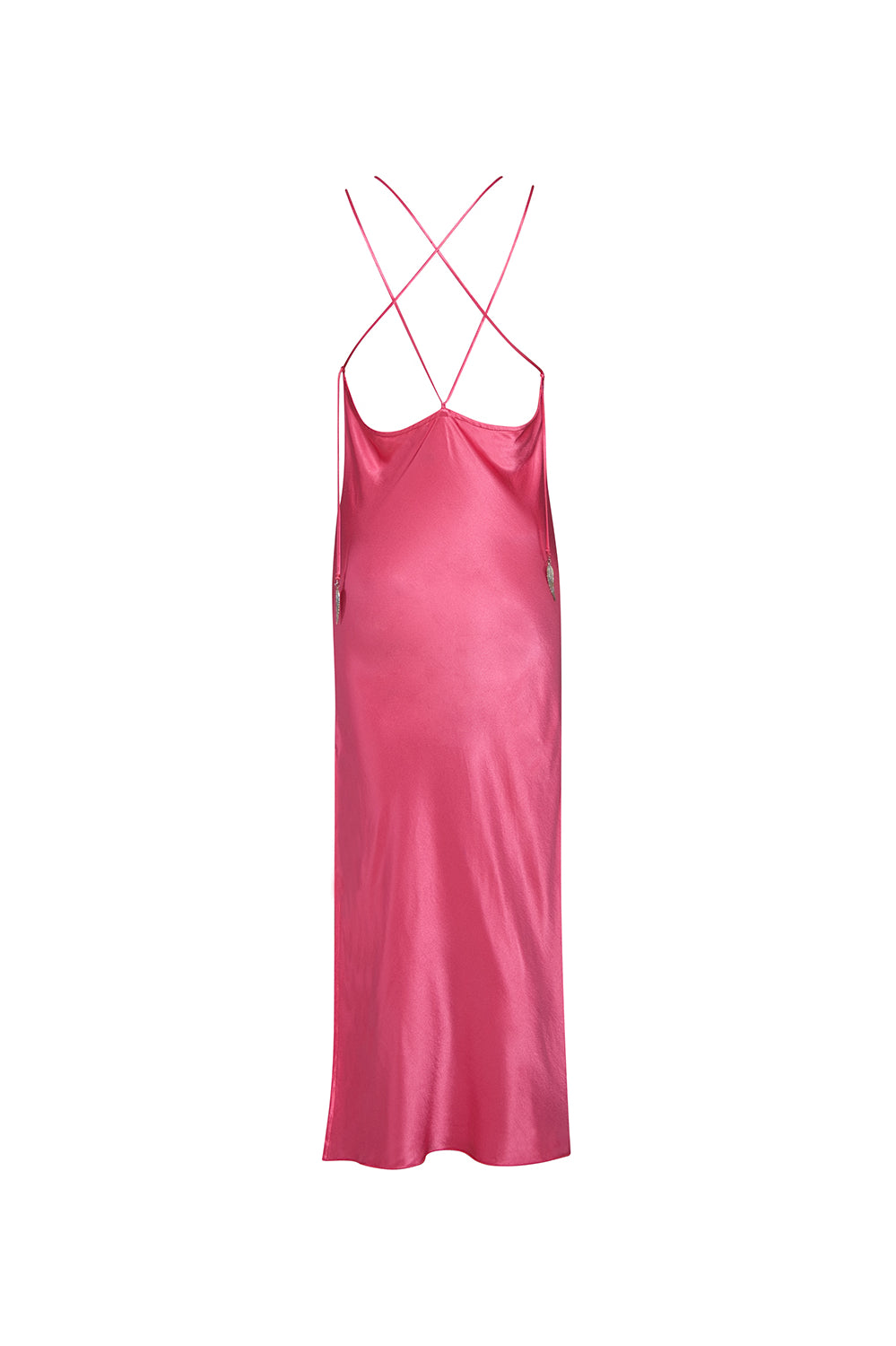 Rhea Satin Slip Midi Dress Hot Pink | Black Book Fashion
