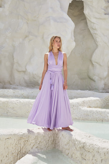 Kenza Belted Maxi Dress Pastel Lilac