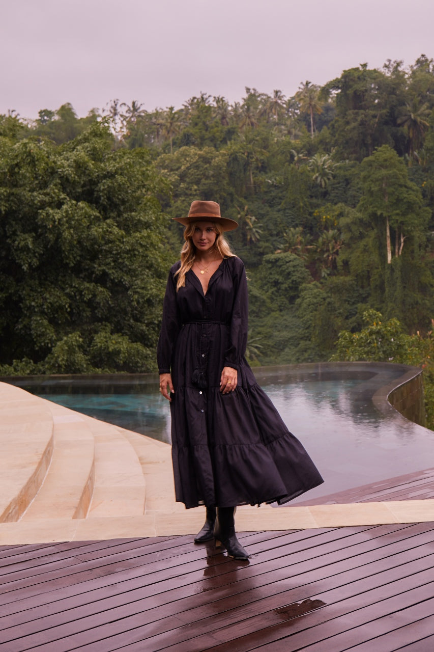 Olivia Maxi Dress Long Sleeves Black | Black Book Fashion