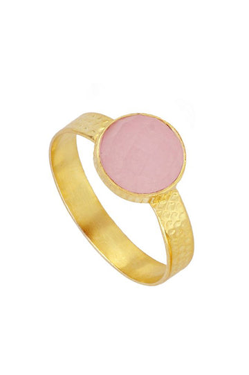 Pink Quartz Round Ring | Black Book Fashion