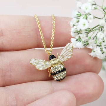 Large Crystal Bumblebee Pendant Necklace